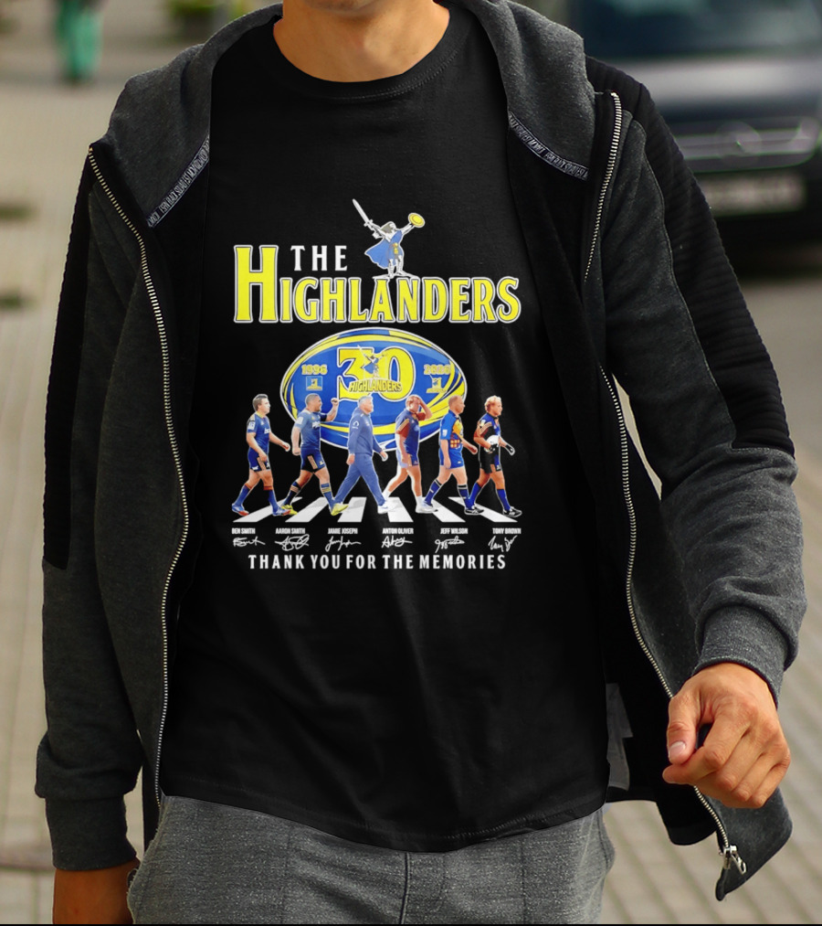 The Highlanders 30th Anniversary 1996 2026 Thank You For The Memories Rugby Players And Swordman Abbey Road T-Shirt