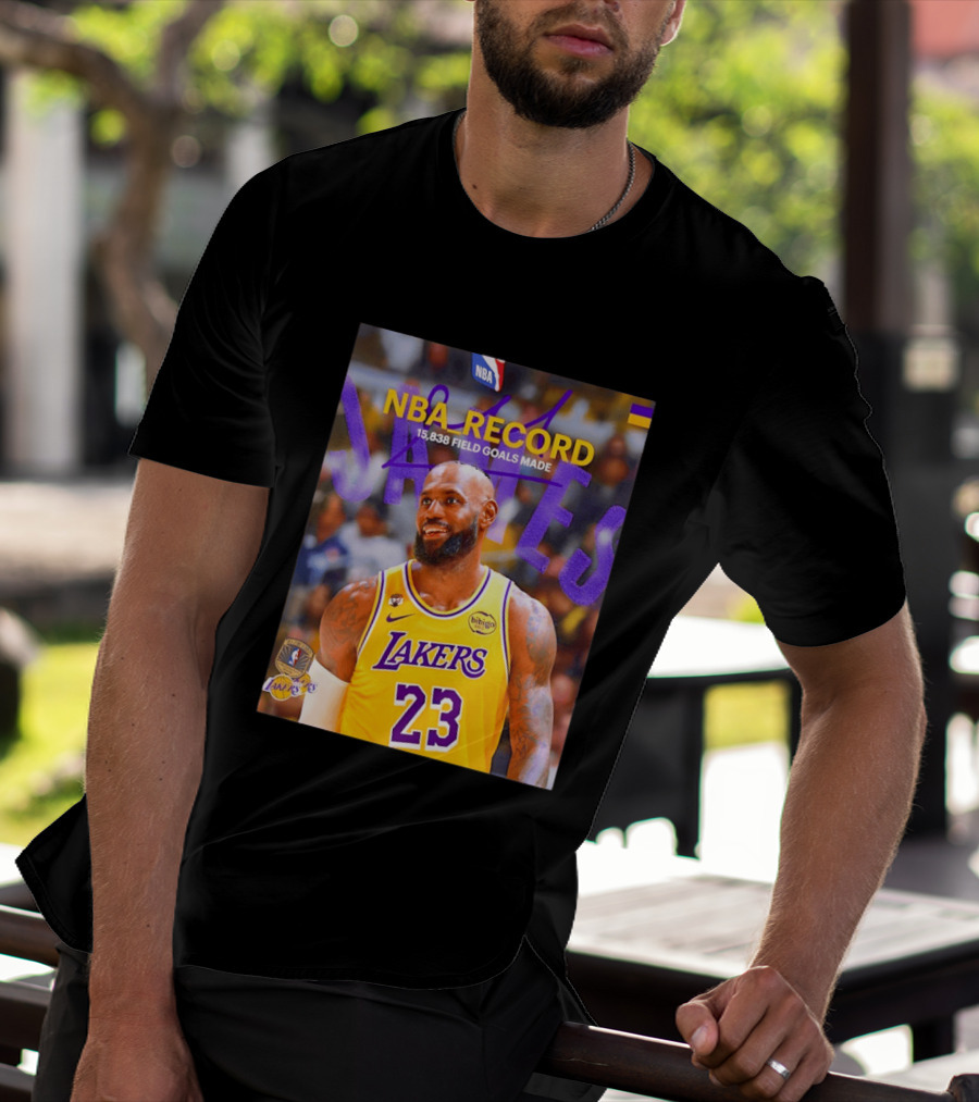 NBA Record LeBron James 15838 Field Goals Made Lakers 23 T-Shirt