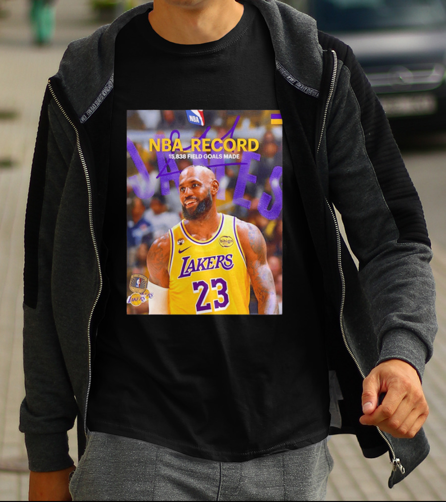 NBA Record LeBron James 15838 Field Goals Made Lakers 23 T-Shirt