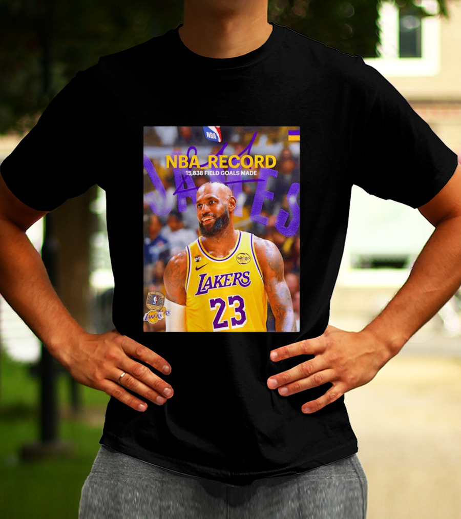 NBA Record LeBron James 15838 Field Goals Made Lakers 23 T-Shirt