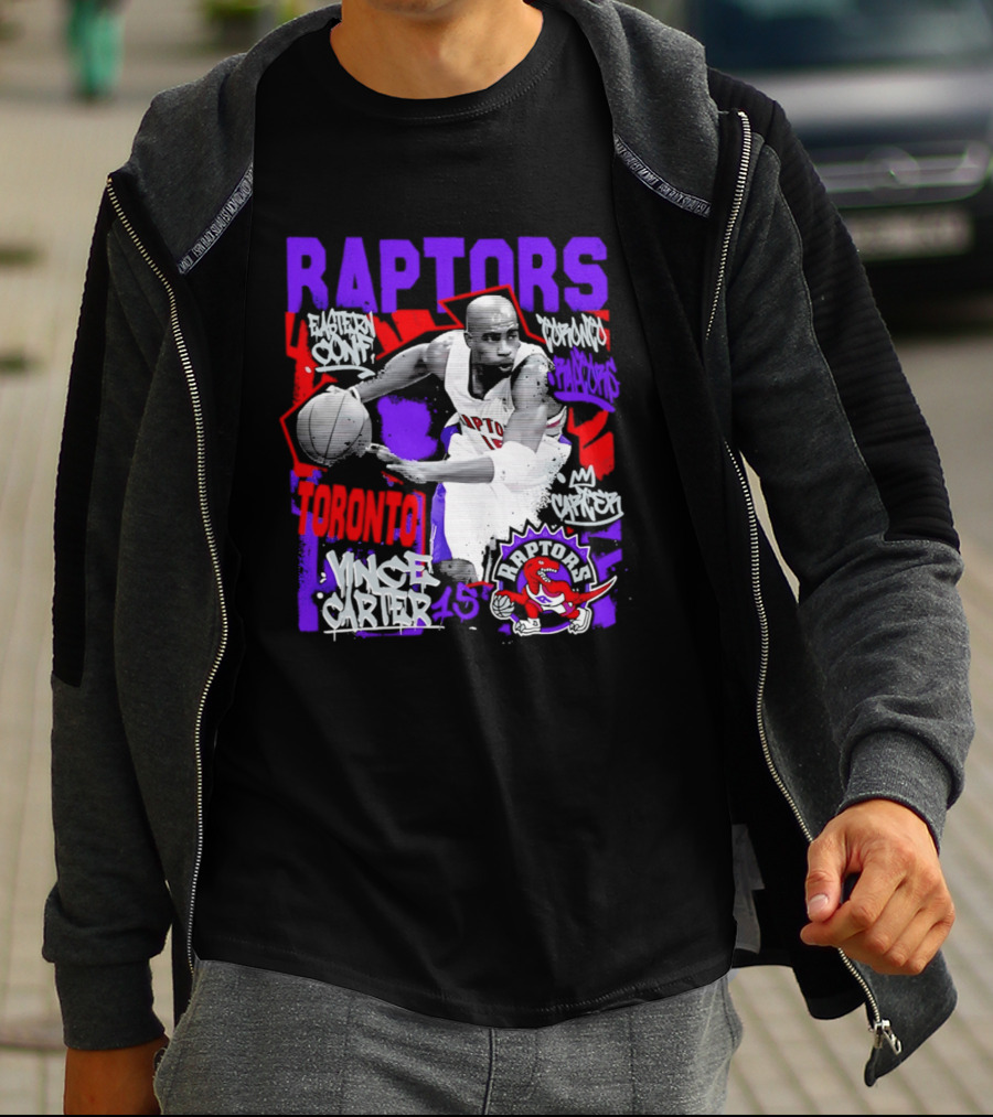 Toronto Raptors Vince Carter Chalked Up Player 15 Paint T-Shirt