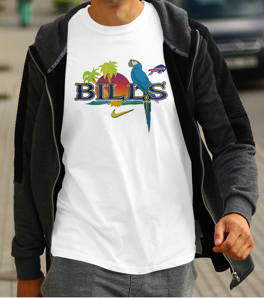Buffalo Bills Parrot Tropical Vibes With Nike And Palm Trees T-Shirt