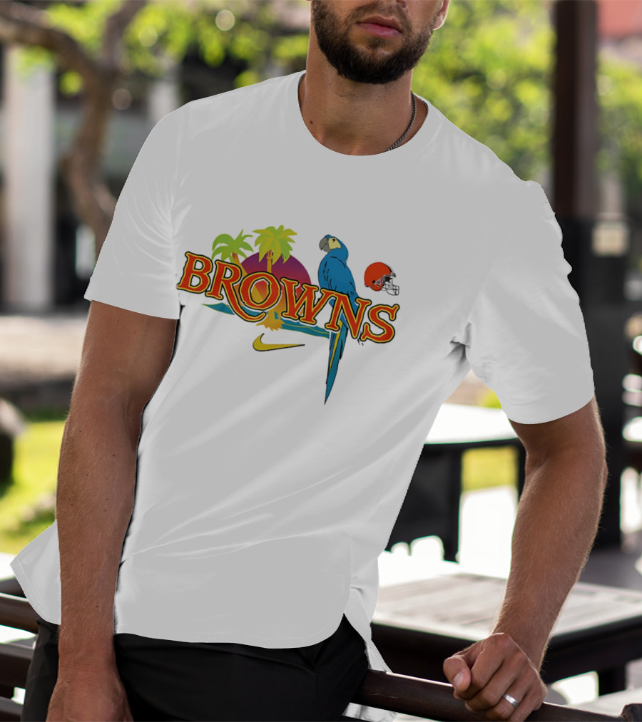 Browns Tropical Parrot Nike Cleveland Football Helmet T-Shirt