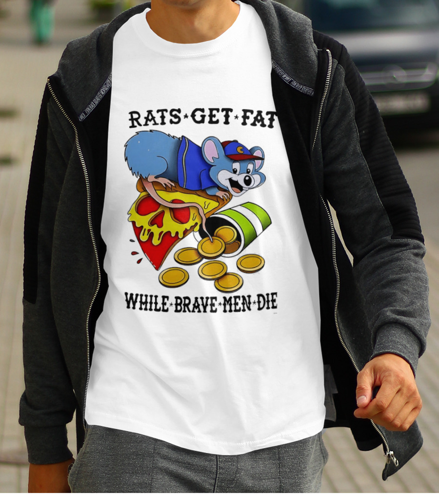 Rats Get Fat While Brave Men Die Pizza Coin Cap Mouse T-Shirt