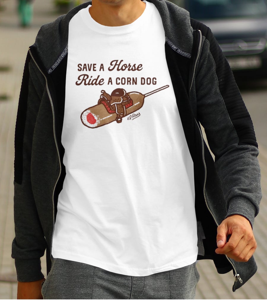 Save A Horse Ride A Corn Dog Cowboy Saddle Humor T-Shirt