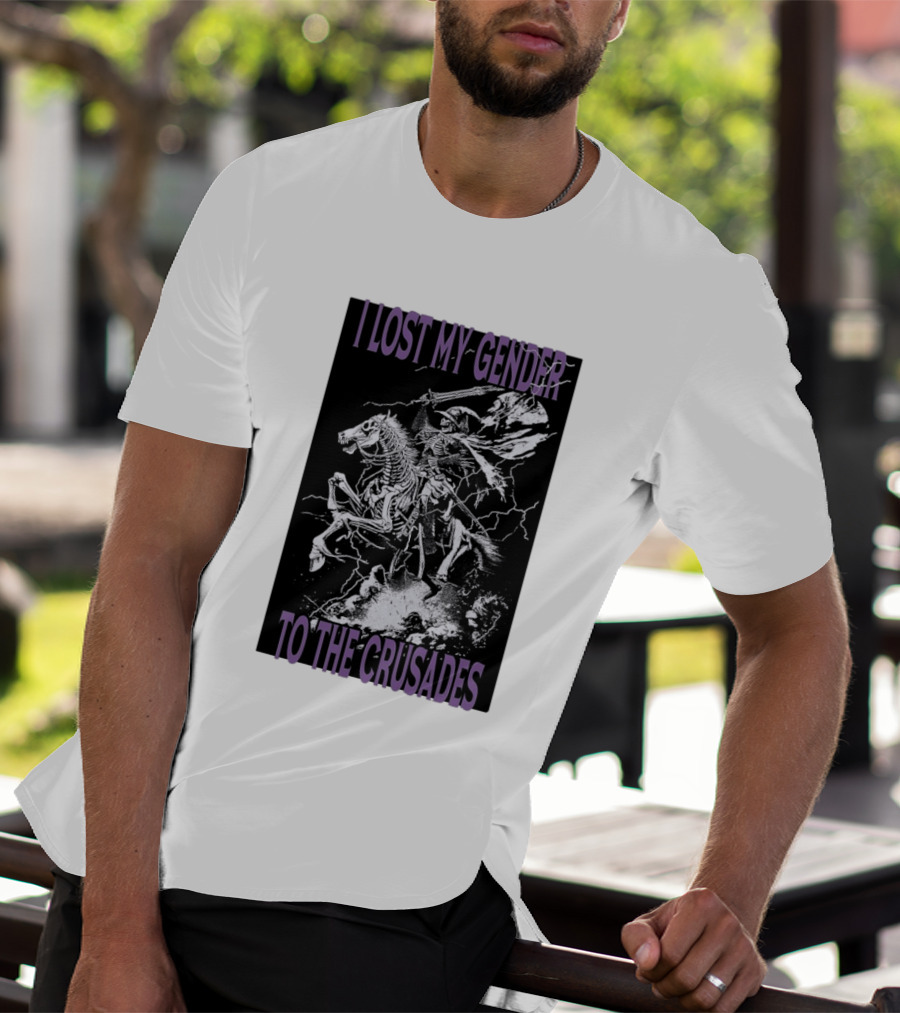 I Lost My Gender To The Crusades Skeleton Riding Horse Skeleton T-Shirt