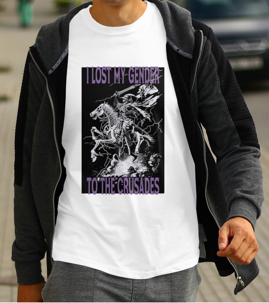 I Lost My Gender To The Crusades Skeleton Riding Horse Skeleton T-Shirt