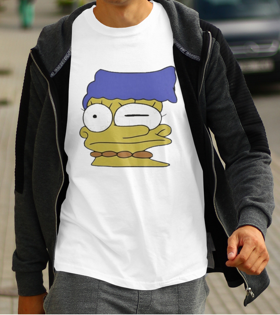 Smeared Marge Simpson Meme Face Cartoon T-Shirt