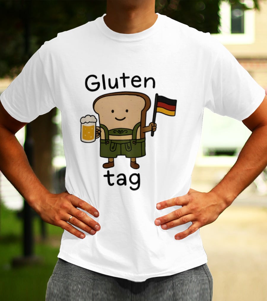 Gluten Tag Bread Character Lederhosen Beer German Flag T-Shirt