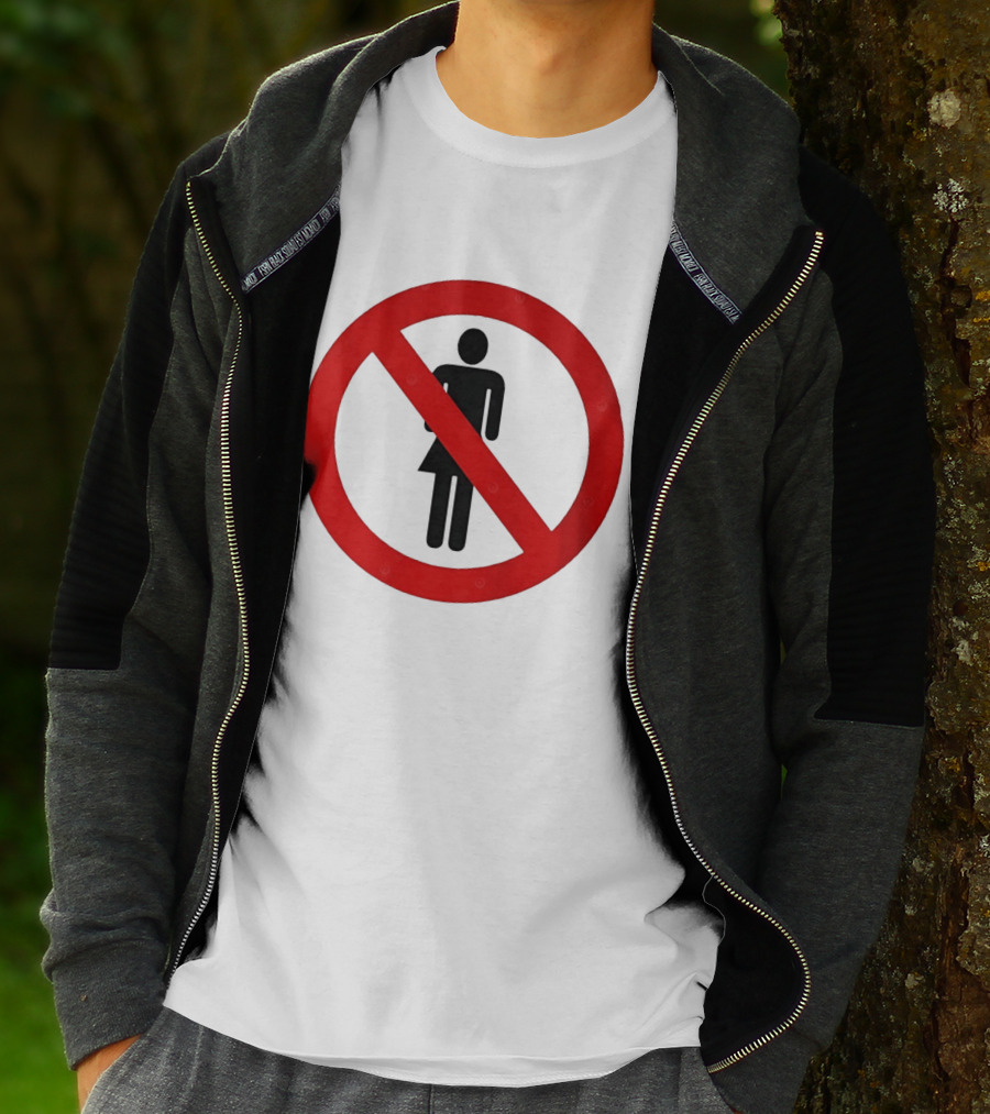 No Women Allowed Symbol Icon Bold Red Circle Front Print T-Shirt