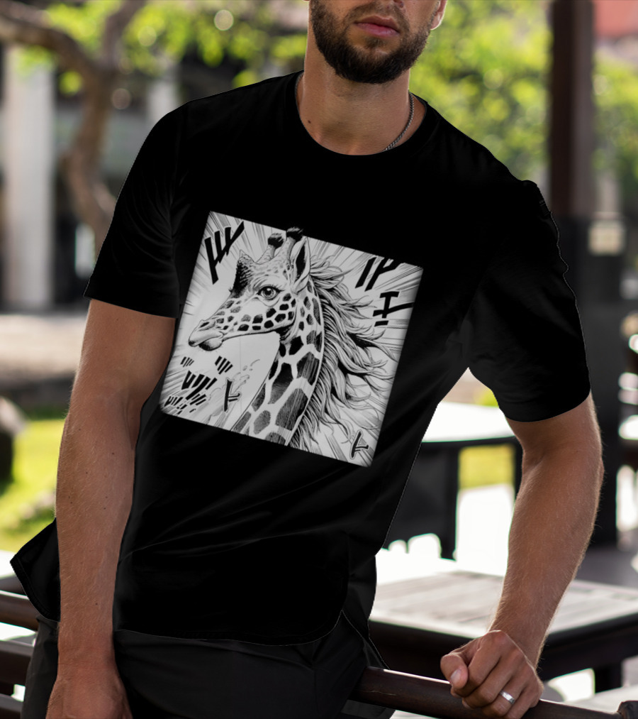 Giraffe Anime Aesthetic Colorful Pop Art Cartoon T-Shirt