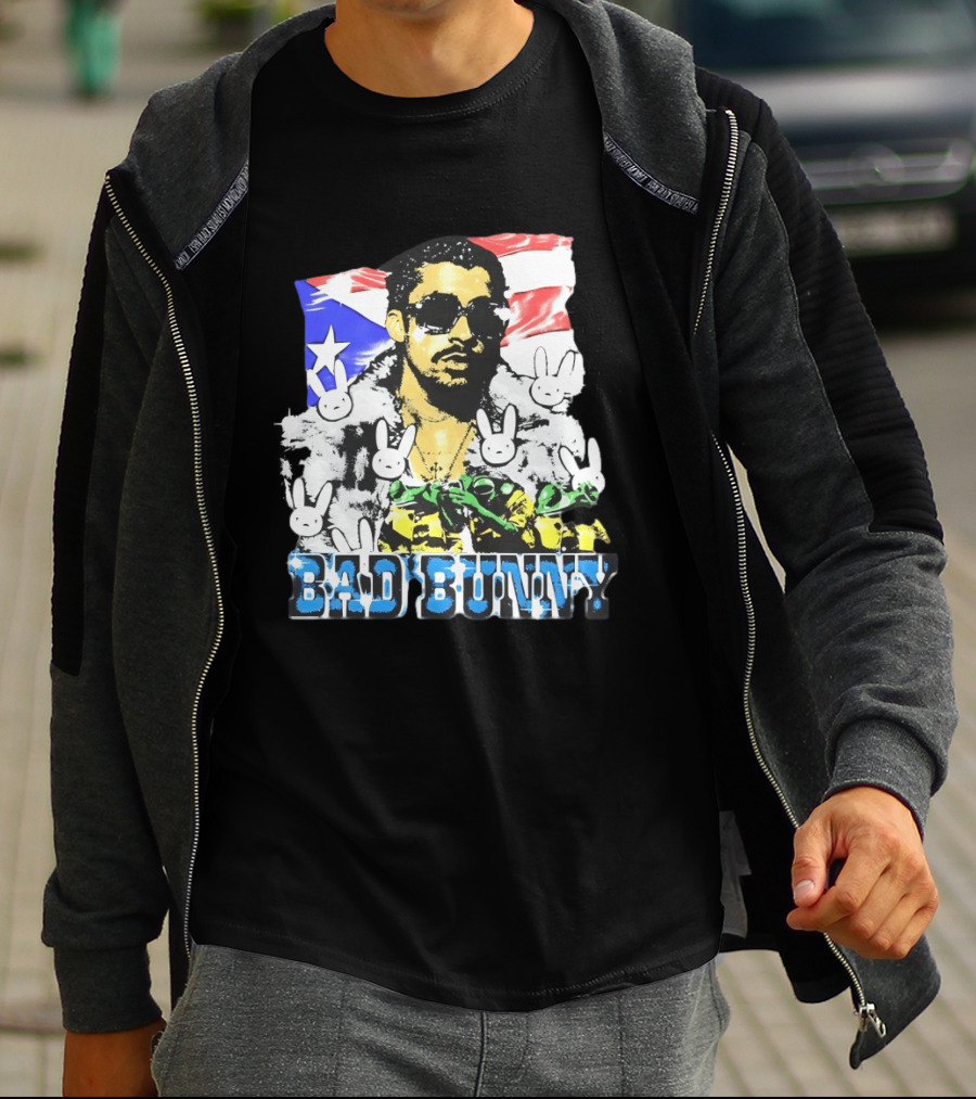 Bad Bunny Puerto Rican Flag Bunny Icon Latin Music T-Shirt