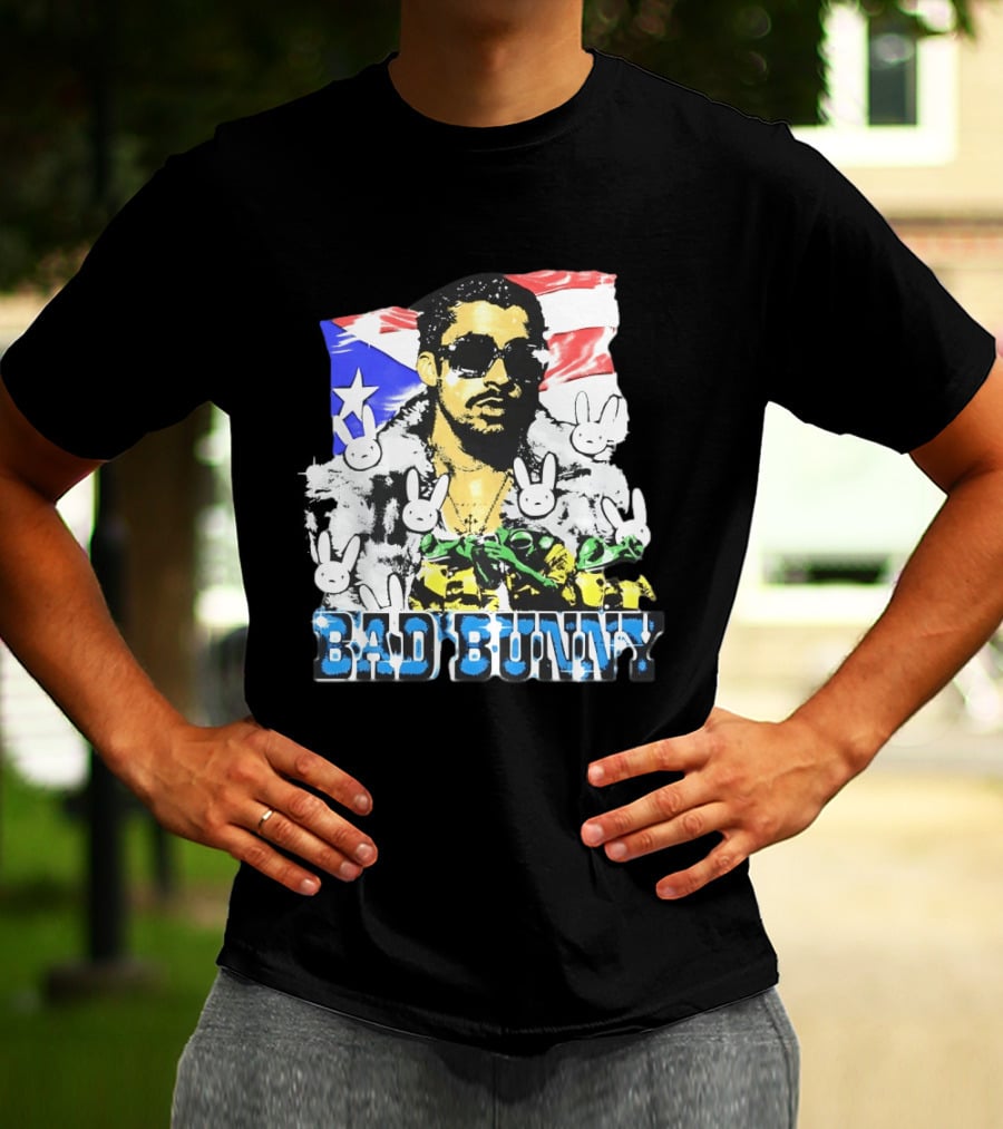 Bad Bunny Puerto Rican Flag Bunny Icon Latin Music T-Shirt