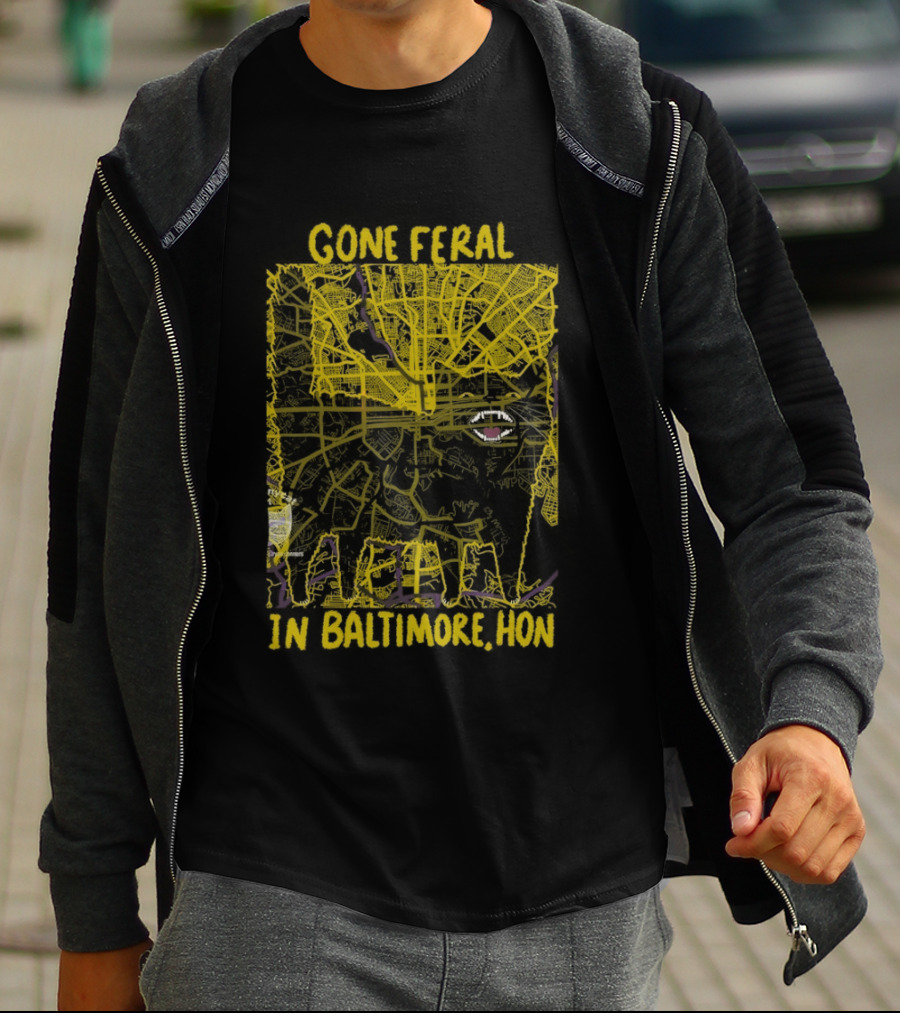 Gone Feral In Baltimore Hon Crab Motif T-Shirt