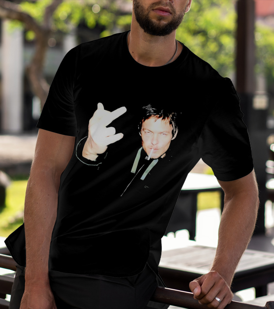 Norman Reedus The Walking Dead Daryl Dixon Middle Finger Smoking T-Shirt