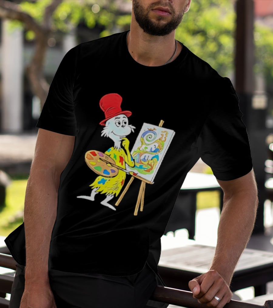 Sam I Am Red Hat Palette Painting Easel Whimsical Scene T-Shirt