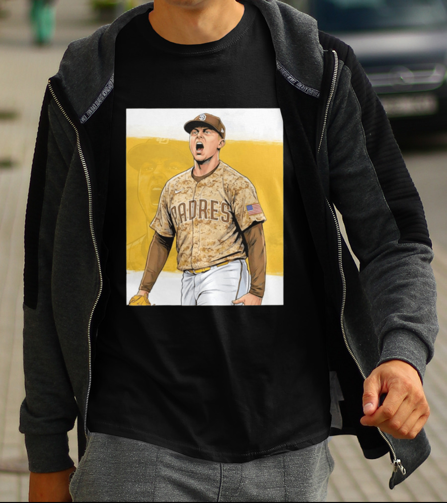 San Diego Padres Camouflage Uniform With Nike And American Flag T-Shirt