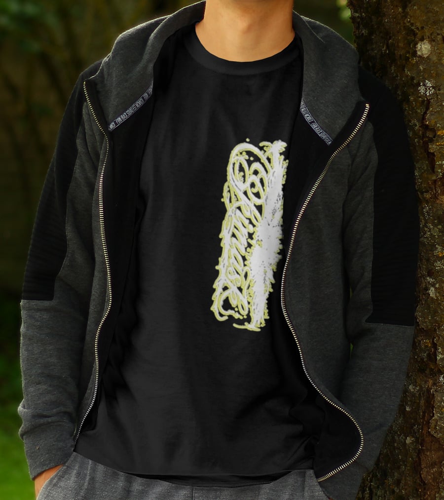 Ski Mask Script Neon Yellow Graffiti Style Vertical T-Shirt