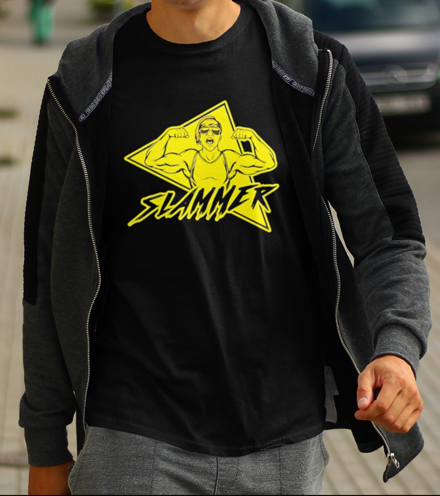 Slammer Muscle Man Headband Sunglasses Flexing Pose T-Shirt