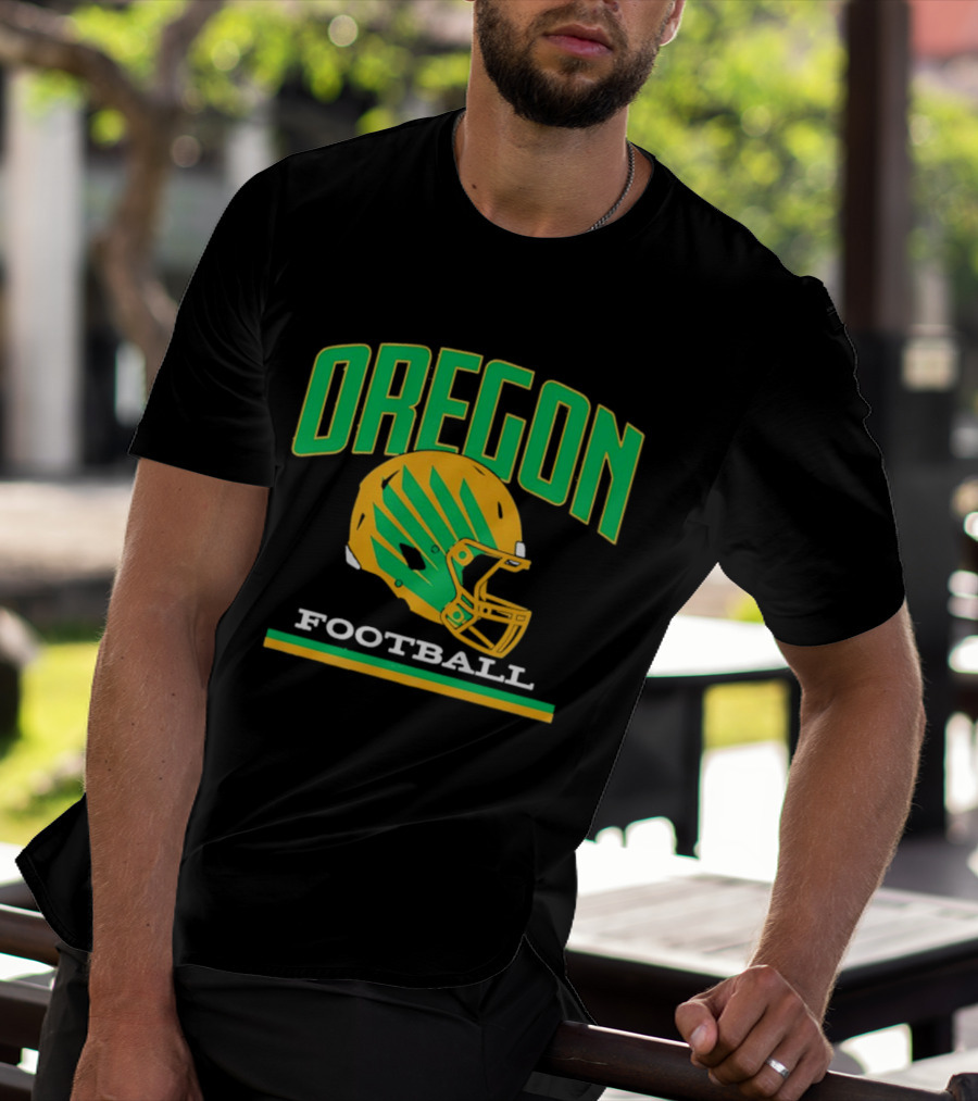 Oregon Football Green Yellow Helmet Iconic Team T-Shirt