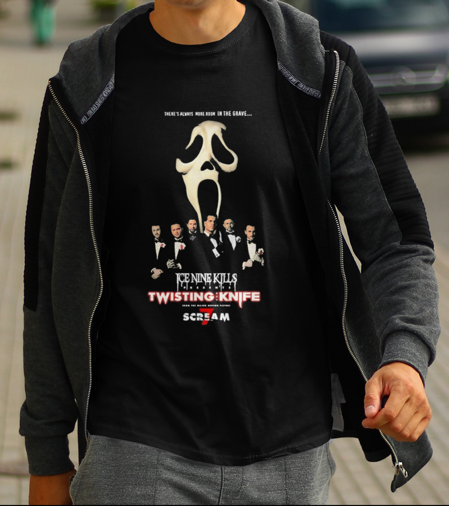 Ice Nine Kills Scream 7 Twisting Knife Marquee Ghostface Mask T-Shirt