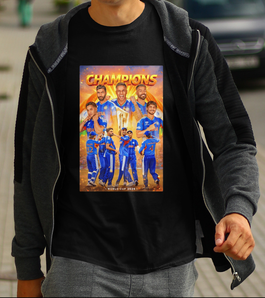 Champions India World Cup 2026 Cricket Celebration T-Shirt