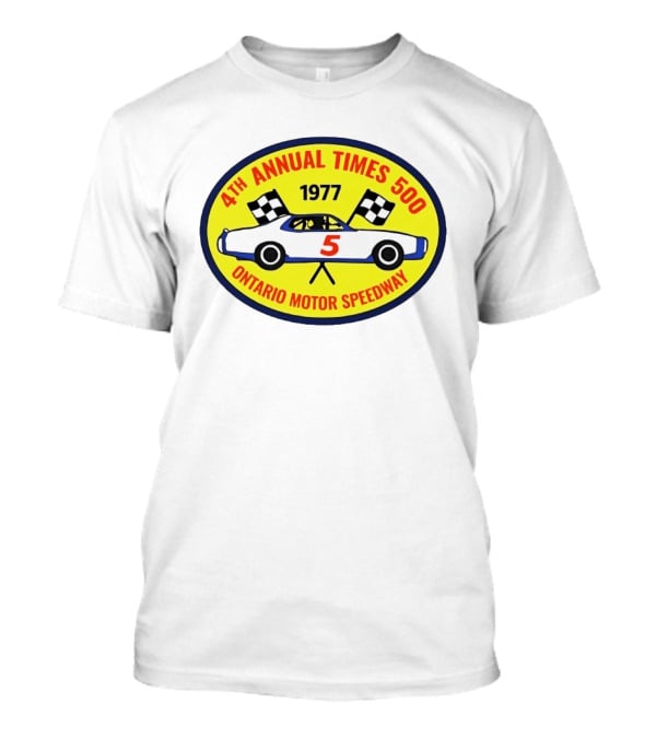 4th Annual Times 500 Ontario Motor Speedway 1977 Race Car Checkered Flags T-Shirt