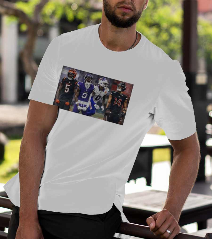 Bengals Vikings Bills Falcons Buckeyes Football Players NFL Collage T-Shirt