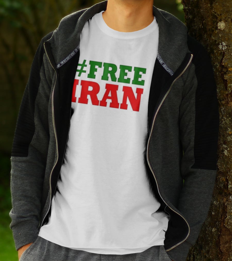 #FREE IRAN Green Red Text Bold Message T-Shirt