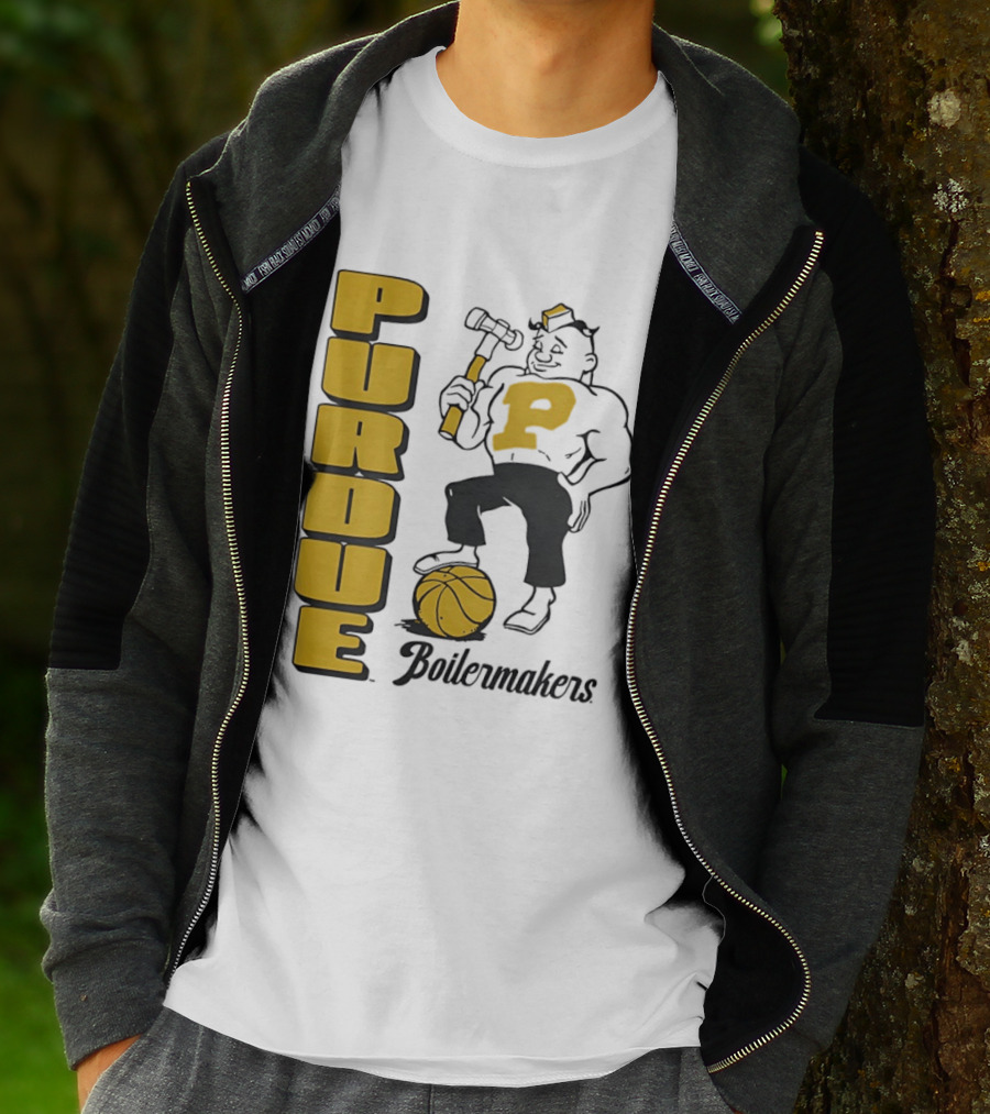 Purdue Boilermakers Basketball Hammer 1970s Retro Team T-Shirt