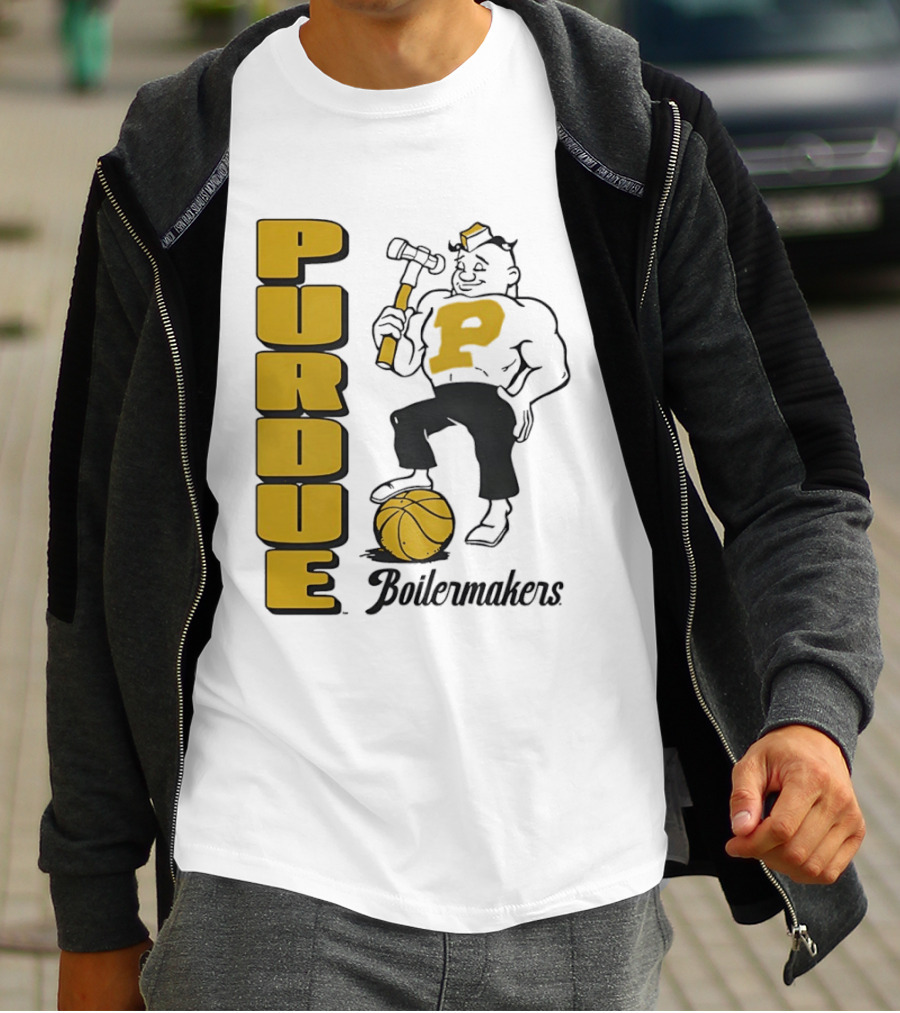 Purdue Boilermakers Basketball Hammer 1970s Retro Team T-Shirt