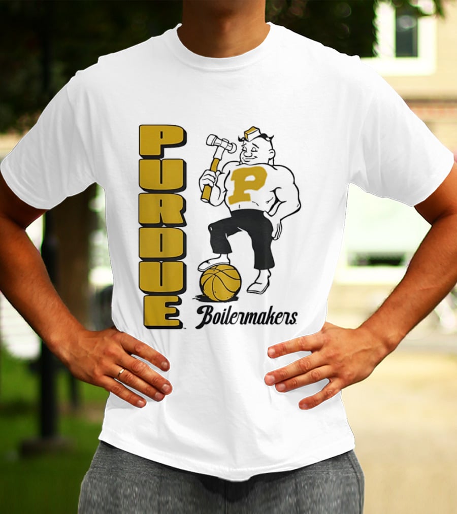 Purdue Boilermakers Basketball Hammer 1970s Retro Team T-Shirt