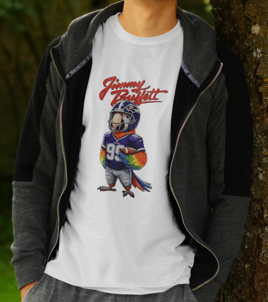 Jimmy Buffett Baltimore Ravens Parrot Jersey Number 99 Football T-Shirt