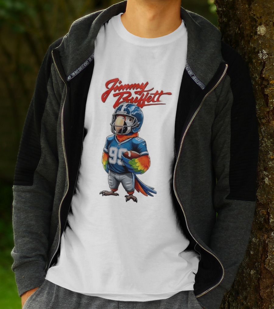 Jimmy Buffett Detroit Lions Parrot 99 Football Team Spirit T-Shirt