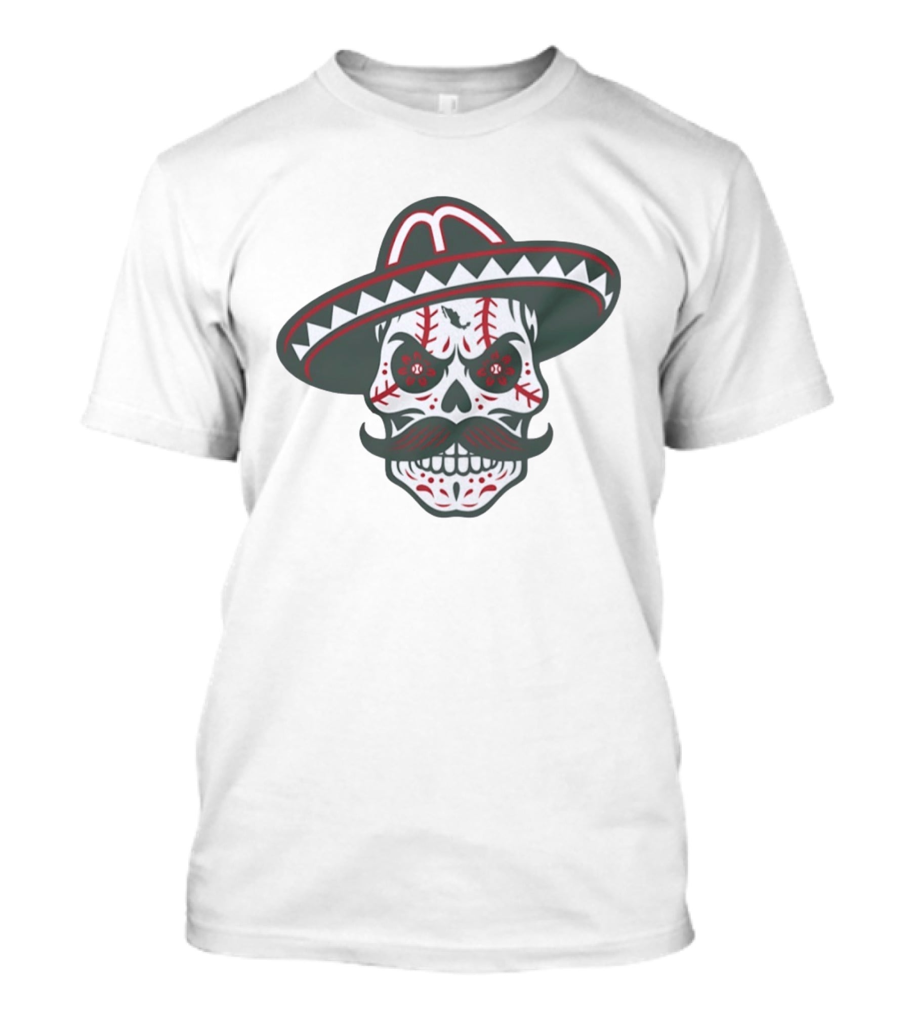 Skull Calaveras Mexico Sombrero Sugar Skull Baseball T-Shirt