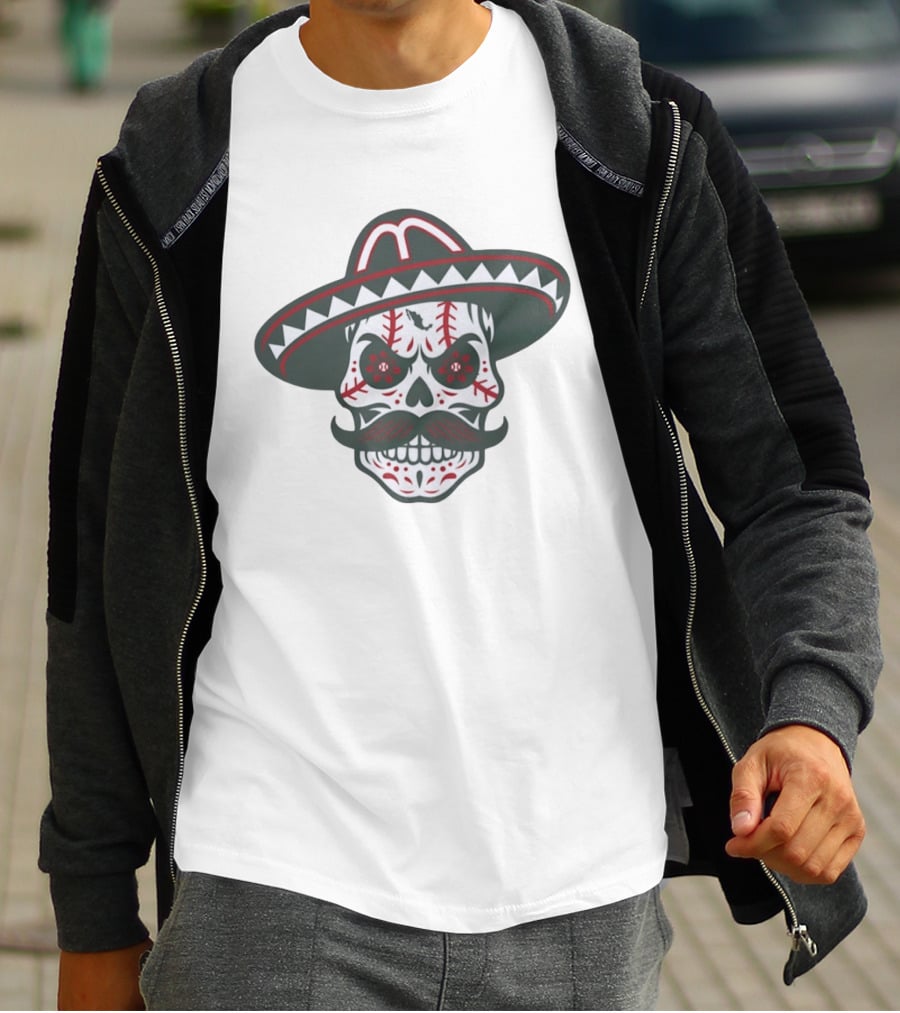Skull Calaveras Mexico Sombrero Sugar Skull Baseball T-Shirt