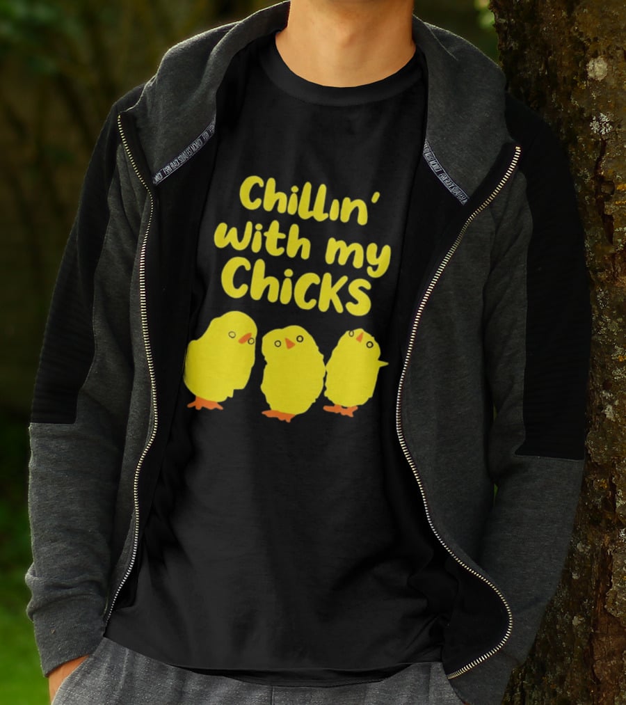 Chillin' With My Chicks Cute Yellow Cartoon Birds T-Shirt