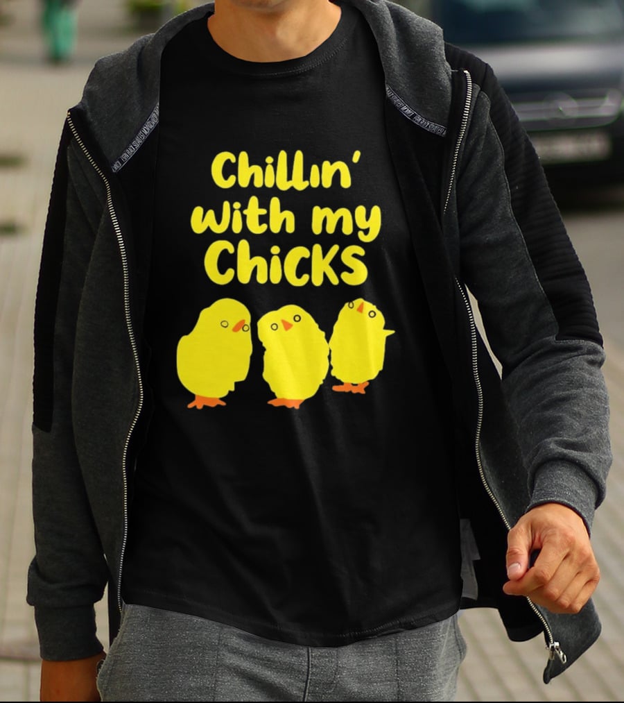 Chillin' With My Chicks Cute Yellow Cartoon Birds T-Shirt