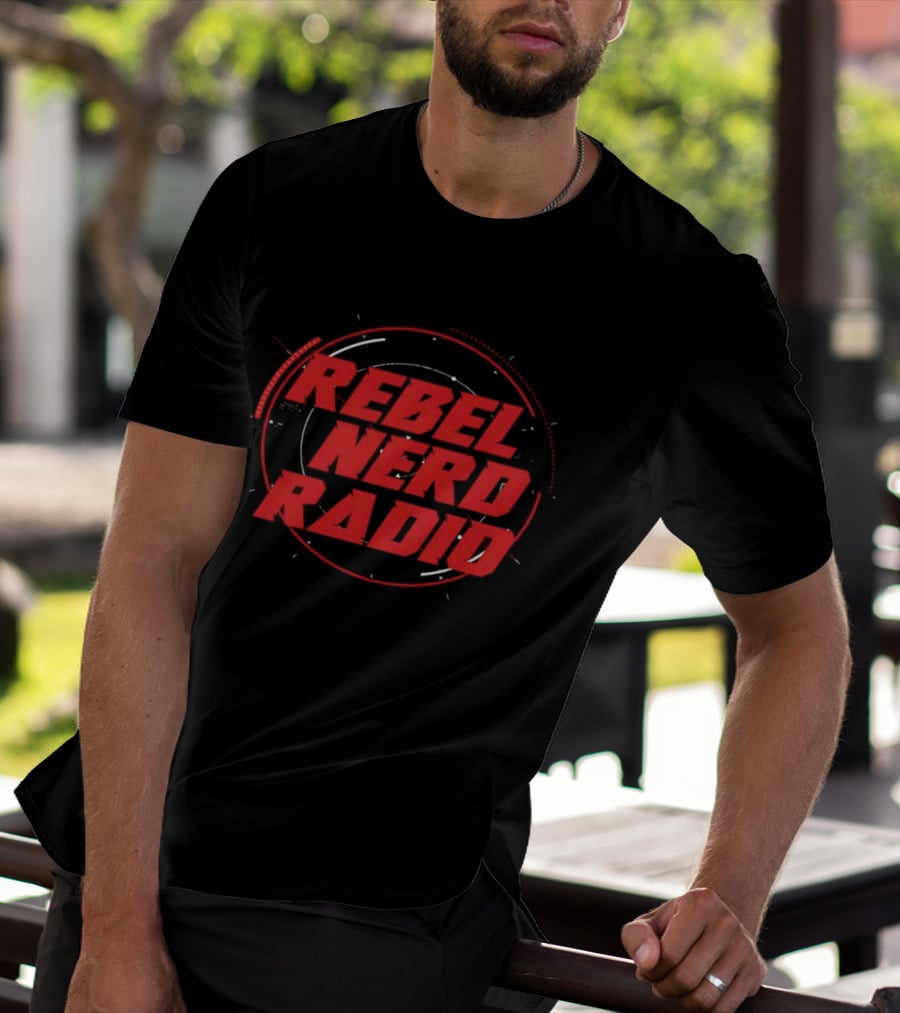Rebel Nerd Radio Red Grunge Circular Stamp T-Shirt