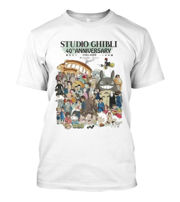Studio Ghibli 40th Anniversary 1985 2025 Miyazaki Hayao Totoro Spirited Away Characters T-Shirt