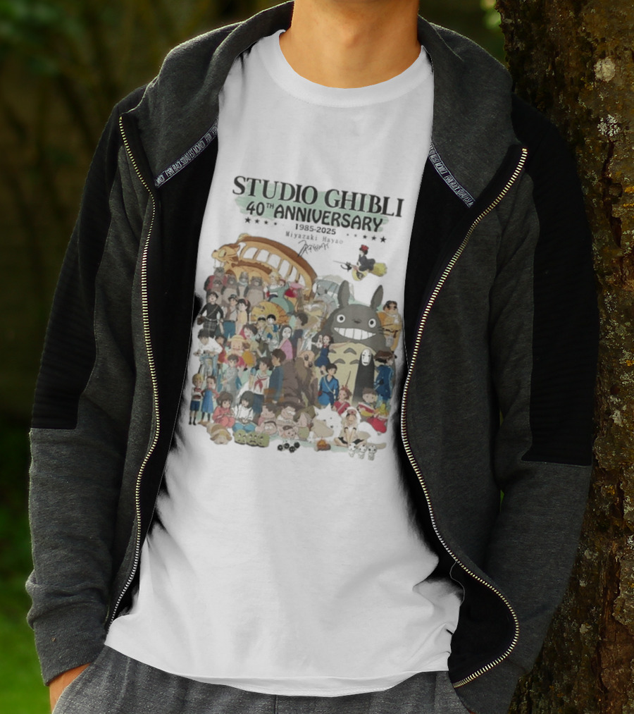 Studio Ghibli 40th Anniversary 1985 2025 Miyazaki Hayao Totoro Spirited Away Characters T-Shirt