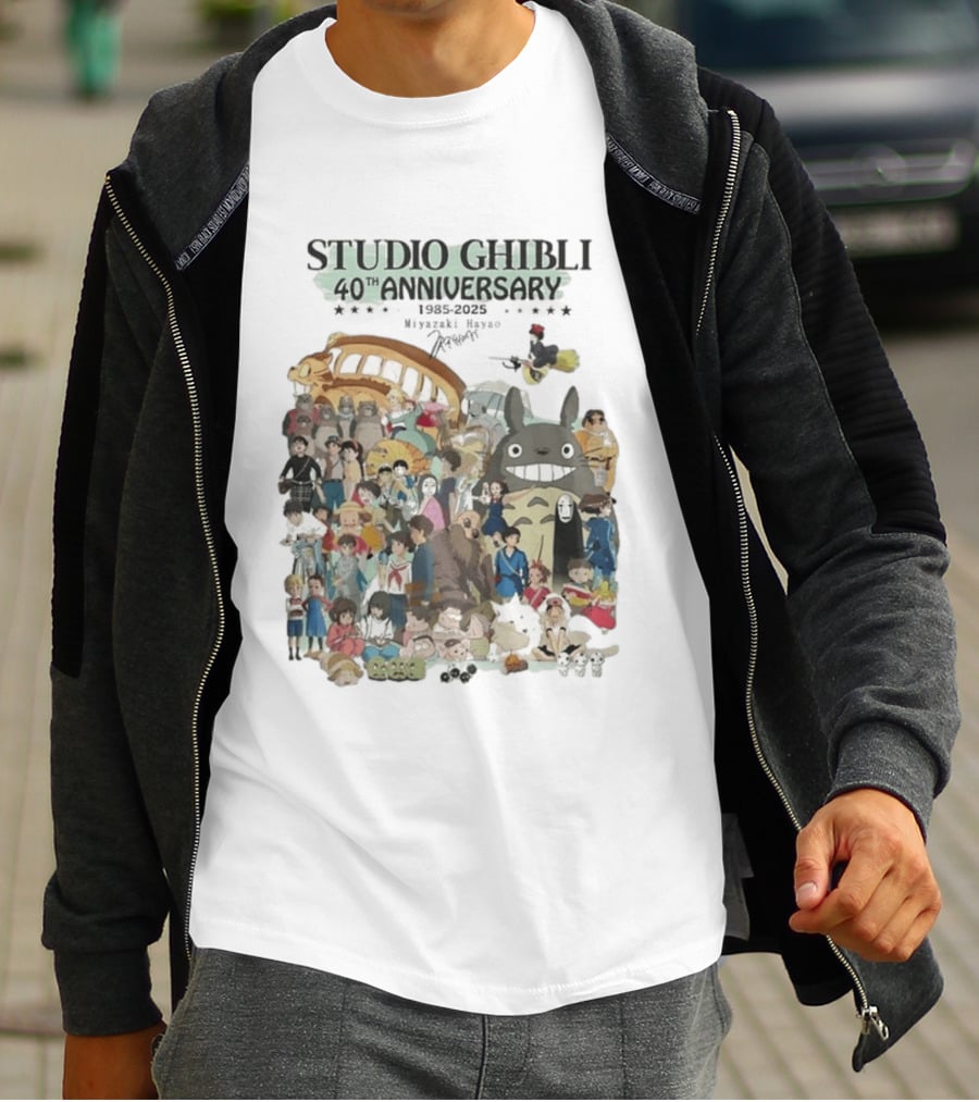 Studio Ghibli 40th Anniversary 1985 2025 Miyazaki Hayao Totoro Spirited Away Characters T-Shirt