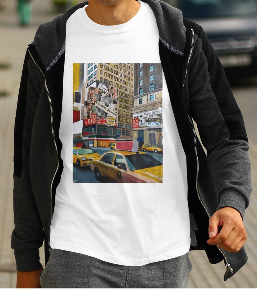 New York City Times Square Taxi Doubles Business British Flag T-Shirt