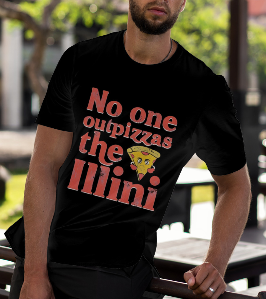 No One Outpizzas The Illini Pizza Face T-Shirt