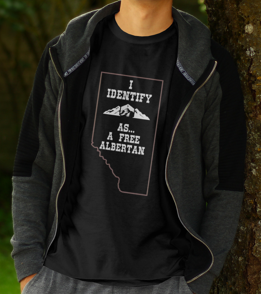 I Identify As A Free Albertan Mountains Inside Alberta Border T-Shirt