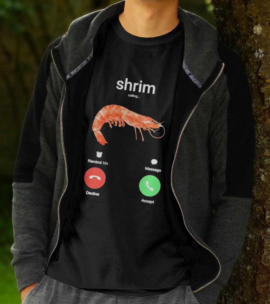 Shrim Phone Call User Interface Prank Joke Prawn Shrimp Emoji T-Shirt
