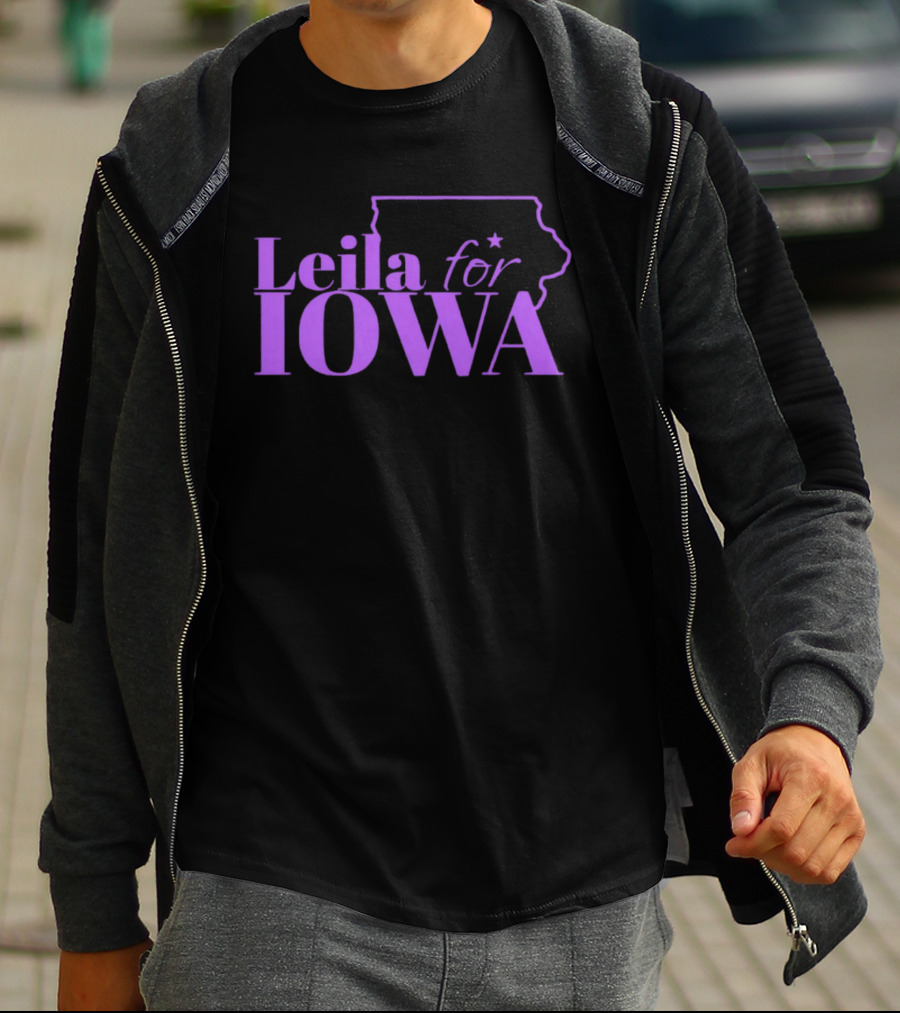 Leila For Iowa With Iowa State Outline And Star T-Shirt