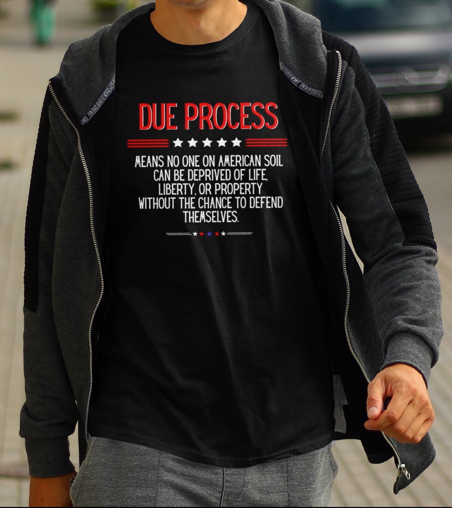 Due Process Means No One On American Soil Can Be Deprived Of Life Liberty Or Property Without The Chance To Defend Themselves T-Shirt