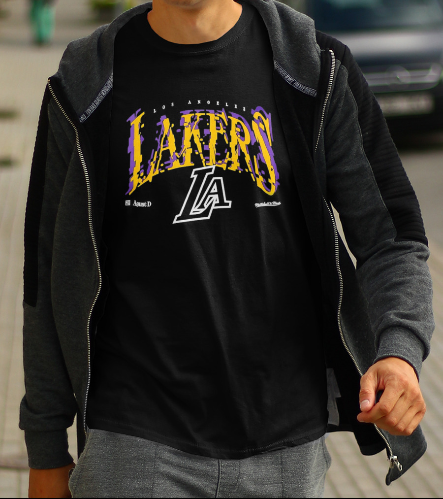 Los Angeles Lakers NBA Agust D Collaboration With Iconic Team Branding T-Shirt