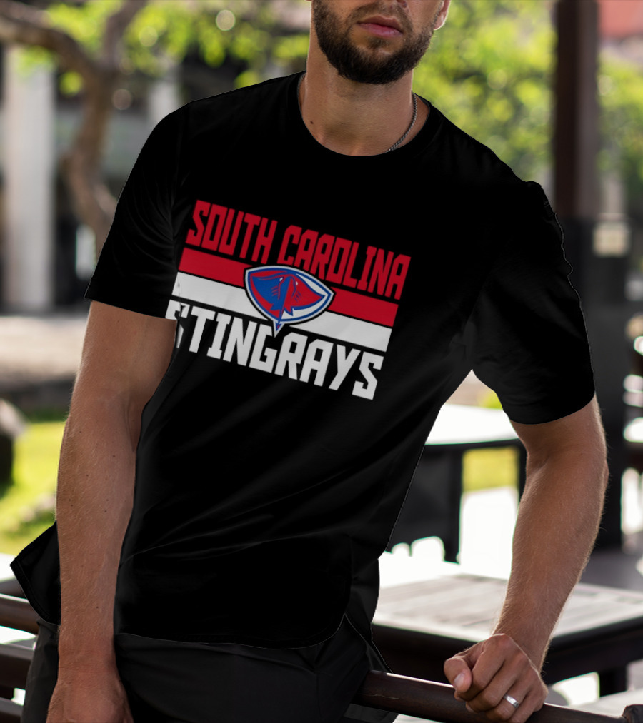 South Carolina Stingrays Hockey Team Logo Bold Red Blue White T-Shirt